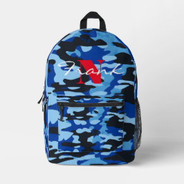Blauw & Zwart Camo Rugzak – Aangepaste naam/Logo