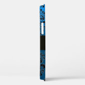BLAUW ZWART DAMAST EDELSTEEN MONOGRAM Case-Mate iPhone CASE (Achterkant / Rechts)