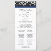 Blauw Zwart Damast Foto Trouwprogramma Programma (Achterkant)