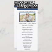 Blauw Zwart Damast Foto Trouwprogramma Programma (Voorkant / Achterkant)