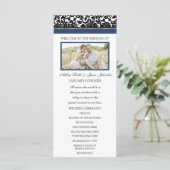 Blauw Zwart Damast Foto Trouwprogramma Programma (Staand voorkant)