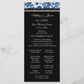 Blauw Zwart Damast Wedding Programma (Achterkant)
