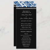 Blauw Zwart Damast Wedding Programma (Voorkant / Achterkant)