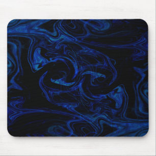 Blauw Zwart Draaikolk Abstract Rokerig Koel Muismat