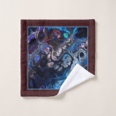 Blauw, zwart en bordeaux stropdas kleurstof marmer bad handdoek (Wasdoekje)