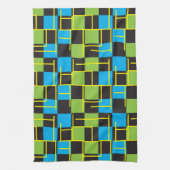 Blauw, zwart en kalkgroen Abstract Theedoek (Verticaal)