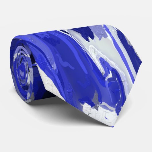 Blauw, zwart en wit Abstract Stropdas (Opgerold)