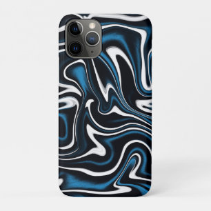 Blauw, zwart en wit wervelingen iPhone 11 pro hoesje