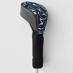 Blauw, zwart en wit wervelingen golfheadcover