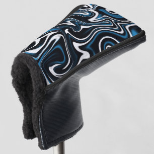 Blauw, zwart en wit wervelingen golfheadcover