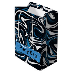 Blauw, zwart en wit wervelingen medium cadeauzakje
