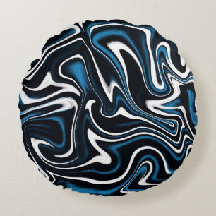 Blauw, zwart en wit wervelingen rond kussen