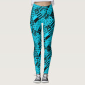 Blauw Zwart Gemengde Patchwork Patchwork Ontwerp Leggings (Voorkant)