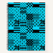 Blauw Zwart Gemengde Patchwork Patchwork Ontwerp Notitieboek (Voorkant)