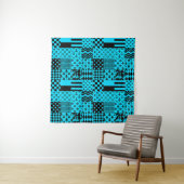 Blauw Zwart Gemengde Patchwork Patchwork Ontwerp Wandkleed (In situ)