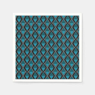 blauw zwart geometrisch patroon art deco servet