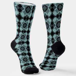 Blauw Zwart Geruit Argyle Patroon Sokken