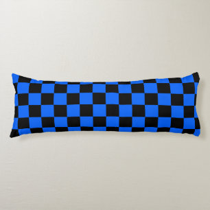 Blauw zwart geruit controlepatroon lichaamskussen