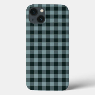 Blauw Zwart geruit Gingham patroon iPhone 13 Hoesje