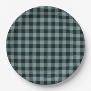 Blauw Zwart geruit Gingham patroon Papieren Bordje