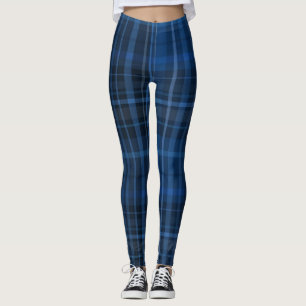 Blauw zwart geruit patroon leggings