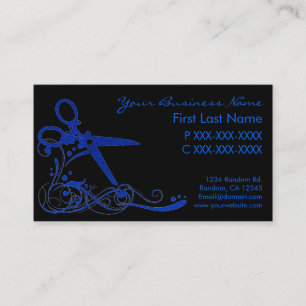 Blauw zwart glitter wervelende haar gesneden visit visitekaartje