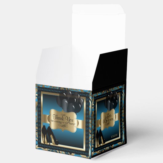 Blauw, Zwart & Goud Metallic - 00ste verjaardag Bedankdoosjes (Geopend)