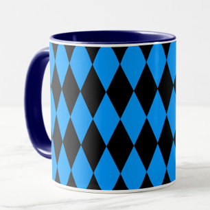 Blauw Zwart Harlekijn Diamanten Dambord Patroon Mok
