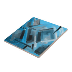 Blauw Zwart Hedendaagse beeldende kunst Tegeltje