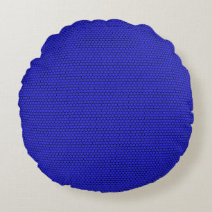 Blauw Zwart Hexagon Naadloos patroon Rond Kussen