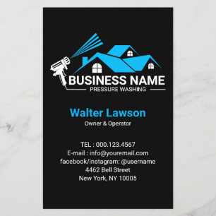 Blauw Zwart Huis Drukwas Service Flyer