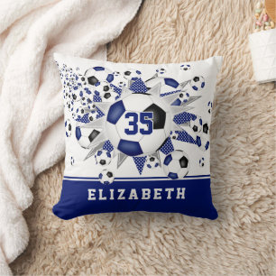 blauw zwart kamer decor meisjes voetballen sterren kussen