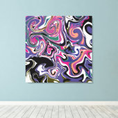 Blauw, zwart, koraal, witte zwepen, marmer als kun canvas afdruk (Insitu (Houten vloer))