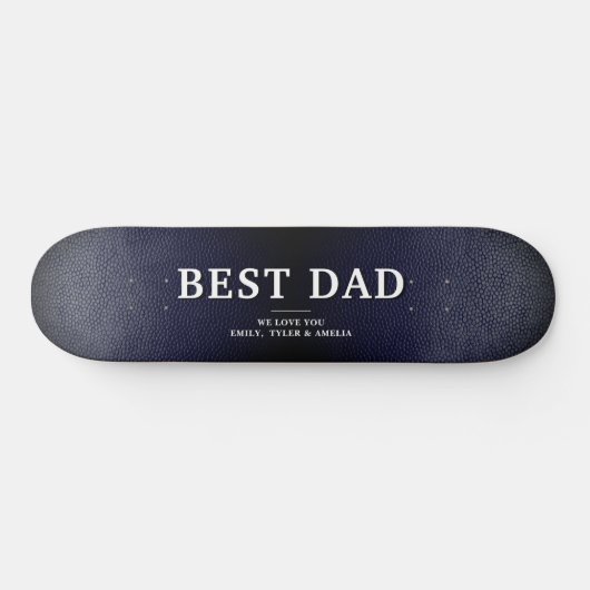 Blauw zwart leder Beste vader Dag Skateboard (Horizontaal)