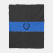 Blauw & zwart lederen textuur met zwarte krans fleece deken (Voorkant)