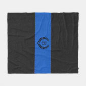 Blauw & zwart lederen textuur met zwarte krans fleece deken (Voorkant (Horizontaal))