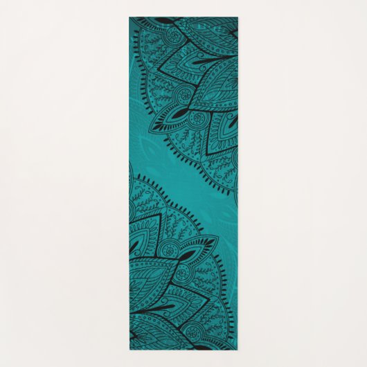 Blauw Zwart Mandala Patroon Yogamat (Voorkant)