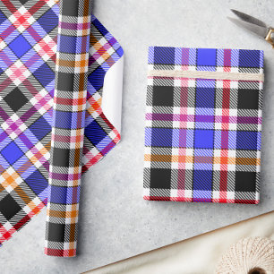 Blauw Zwart Meerkleurig Flanel Geruit Schots Cadeaupapier