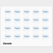 Blauw Zwart Monogram Bruiloft Ronde Sticker (Vel)