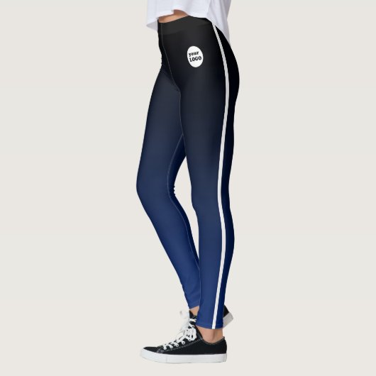 Blauw Zwart Ombre Gradient Custom Business Logo Leggings (Links)