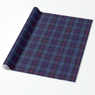 Blauw Zwart Roze Rood Tartan Plaid Cadeaupapier