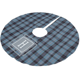 Blauw Zwart Tartan Monogram Kerstboom Rok
