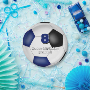 Blauw Zwart Team Kleuren Voetbal kinder Sport Part Papieren Bordje