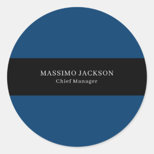 Blauw Zwart Trendy Eenvoudig Minimalistisch Profes Ronde Sticker