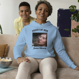 Blauw Zwart Trots Kat Moeder Aangepaste Familie Hu Hoodie
