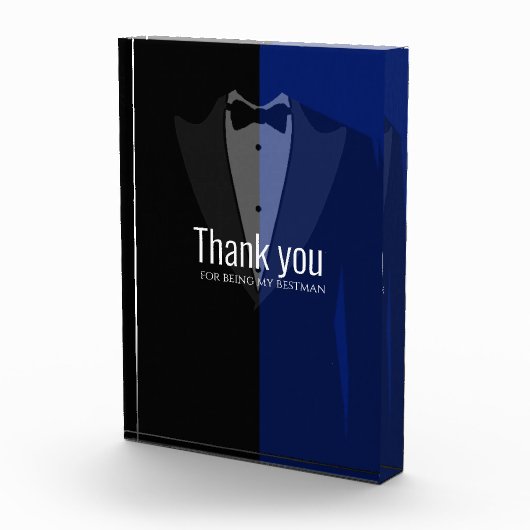 Blauw/zwart tuxedo bachelor partijfotoblok fotoblokken (Rechts)