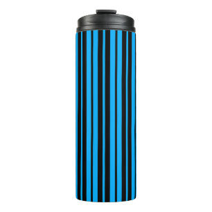Blauw Zwart Verticaal Streepjespatroonontwerp Thermosbeker