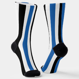 Blauw Zwart Verticaal Strepenpatroon Sokken