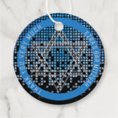 Blauw Zwart Videogame Gamer Bar Mitzvah Bedankjes Labels (Voorkant)
