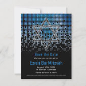 Blauw Zwart Videogame Gamer Bar Mitzvah Save The Date (Voorkant)